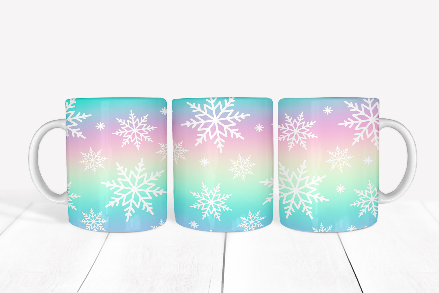 Snowflakes on Pastel Multicolor Mug