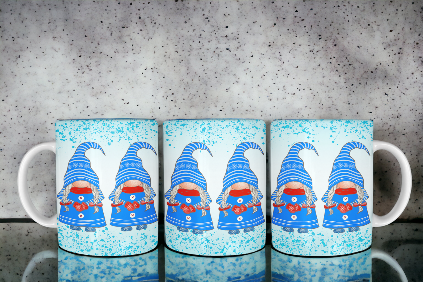 Blue Christmas Female Gnome Mug