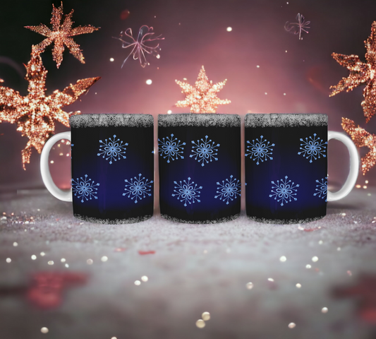 Midnight Blue Winter Snowflake Mug