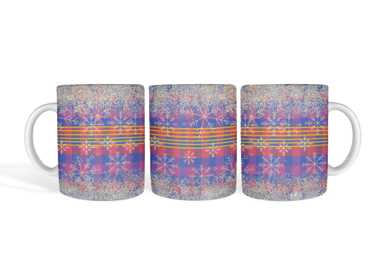 Multi ColorPlaid Mug with Snow Flakes