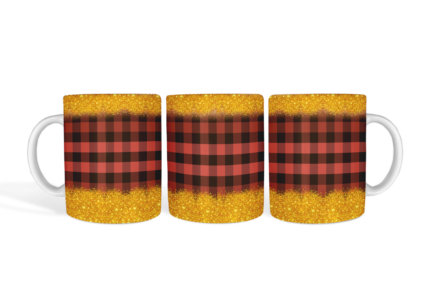 Gold Glitter with Red Plaid Mug