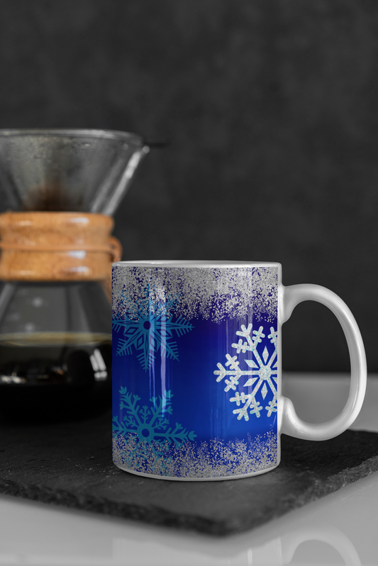 Dark Blue Winter Snowflake Mug