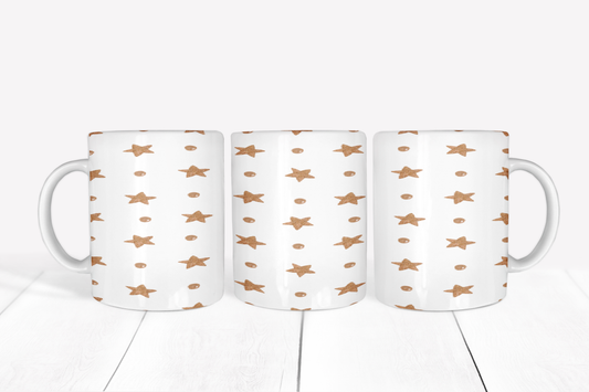 Gold Christmas Stars on White Mug