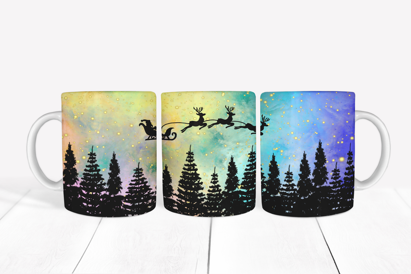 Santa and Sleigh Mug with Stars