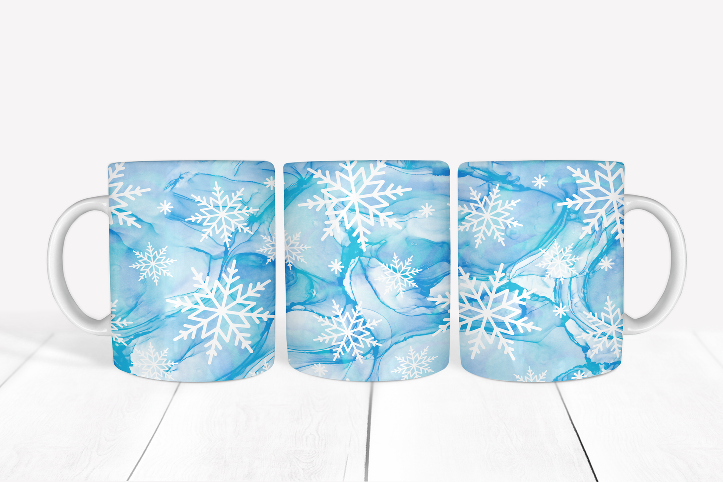 Snowflakes on Light Blue Background Mug