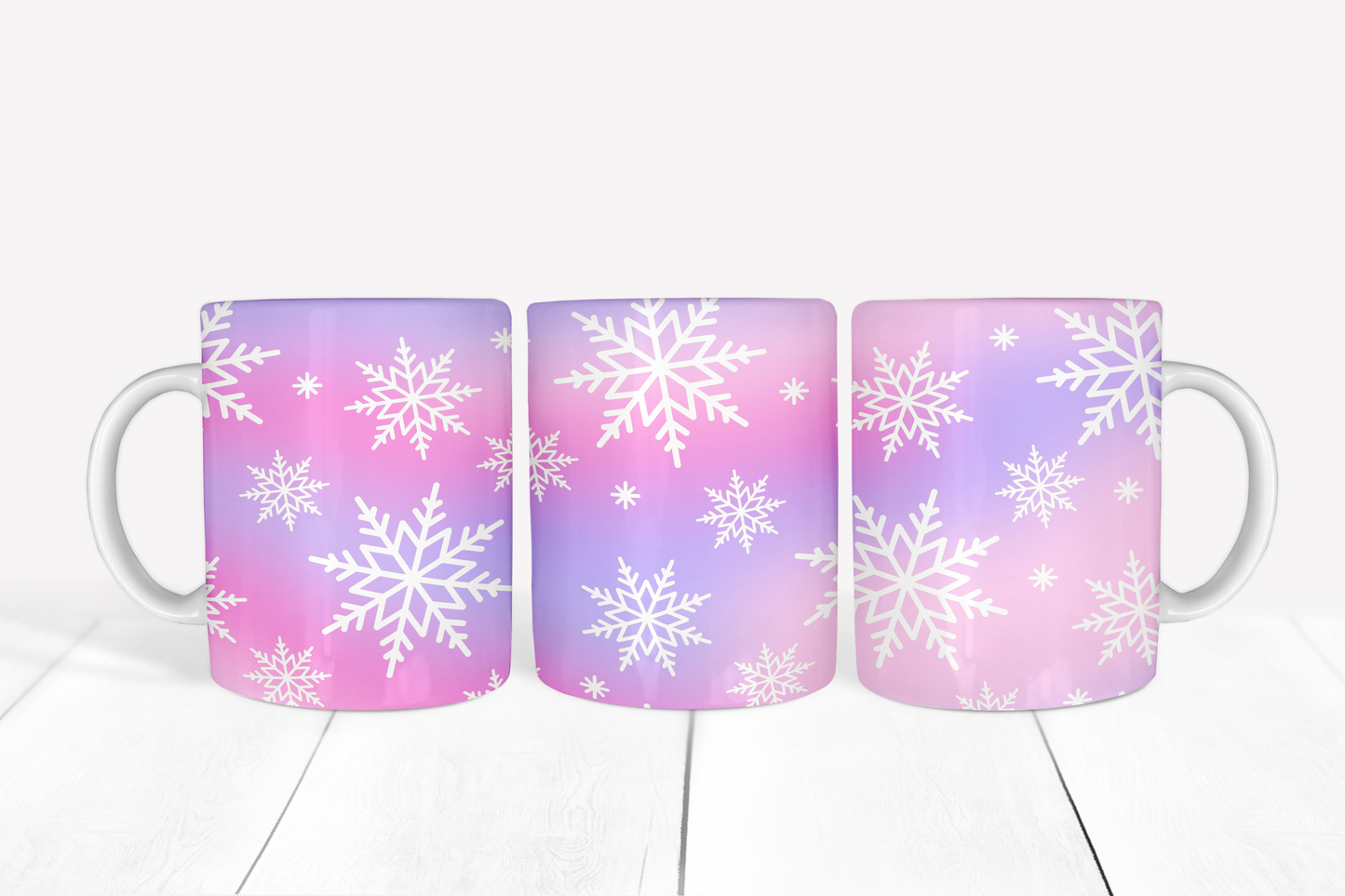 Snowflakes on Purple Background Mug