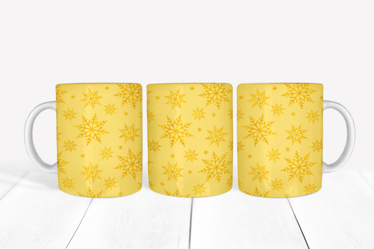 Snowflakes on Yellow Background Mug