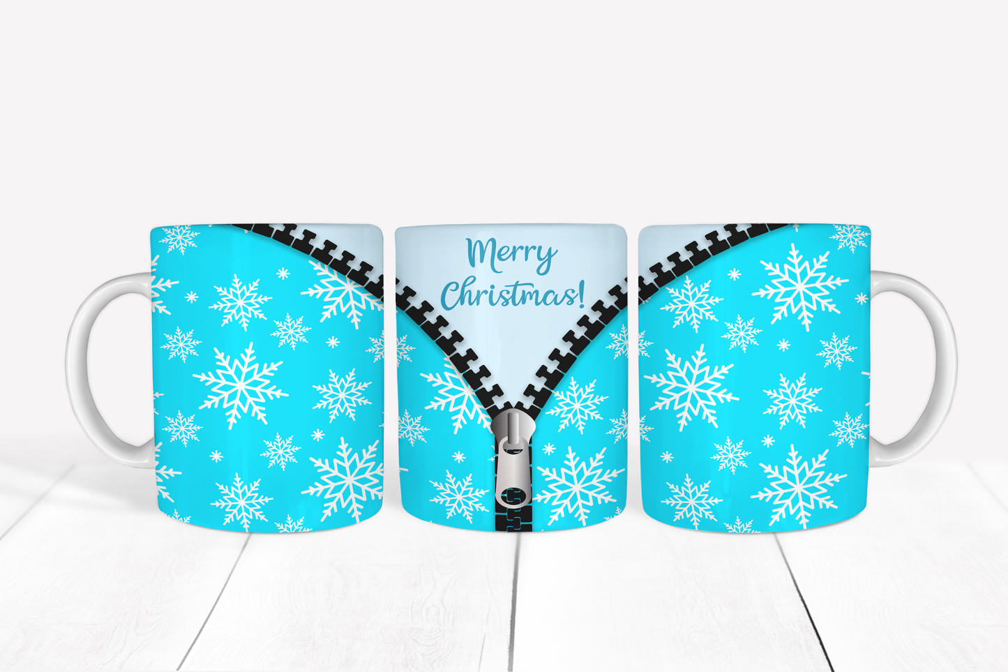 Zipped Snowflakes on Light Blue Background Mug